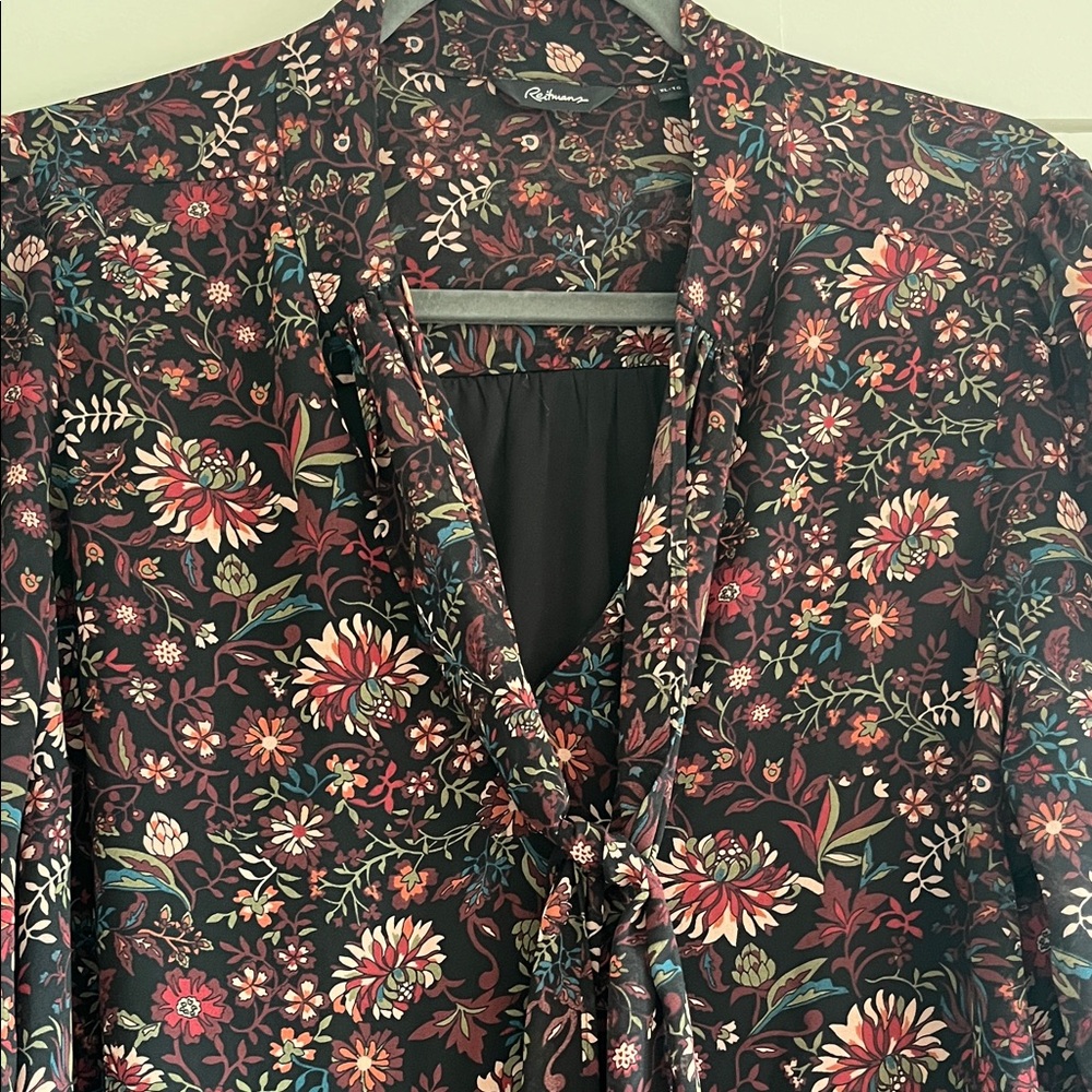 Reitmans Black and Red Floral Long Sleeve Dress Size XL